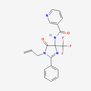 molecular formula C19H15F3N4O2 B11453302 N-[5-oxo-2-phenyl-1-(prop-2-en-1-yl)-4-(trifluoromethyl)-4,5-dihydro-1H-imidazol-4-yl]pyridine-3-carboxamide 