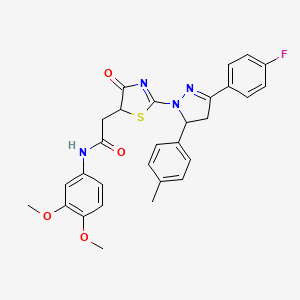 N-(3,4-dimethoxyphenyl)-2-{2-[3-(4-fluorophenyl)-5-(4-methylphenyl)-4,5-dihydro-1H-pyrazol-1-yl]-4-oxo-4,5-dihydro-1,3-thiazol-5-yl}acetamide