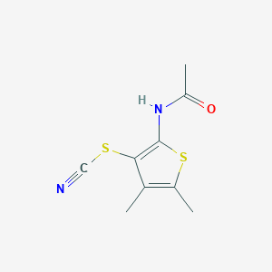 molecular formula C9H10N2OS2 B11453351 2-(Acetylamino)-4,5-dimethylthiophen-3-yl thiocyanate 