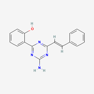 molecular formula C17H14N4O B11453378 2-{4-amino-6-[(E)-2-phenylethenyl]-1,3,5-triazin-2-yl}phenol 