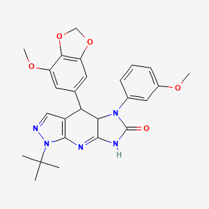 molecular formula C26H27N5O5 B11453390 1-(tert-butyl)-4-(7-methoxy-1,3-benzodioxol-5-yl)-5-(3-methoxyphenyl)-4,4a,5,7-tetrahydroimidazo[4,5-b]pyrazolo[4,3-e]pyridin-6(1H)-one 