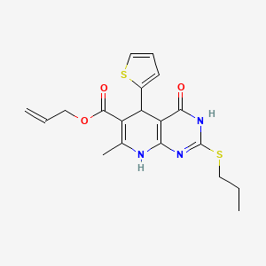 Prop-2-en-1-yl 7-methyl-4-oxo-2-(propylsulfanyl)-5-(thiophen-2-yl)-3,4,5,8-tetrahydropyrido[2,3-d]pyrimidine-6-carboxylate