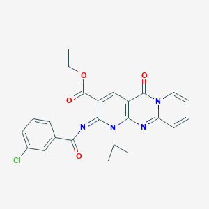 ethyl 6-(3-chlorobenzoyl)imino-2-oxo-7-propan-2-yl-1,7,9-triazatricyclo[8.4.0.03,8]tetradeca-3(8),4,9,11,13-pentaene-5-carboxylate