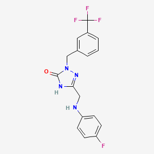 molecular formula C17H14F4N4O B11453461 5-{[(4-fluorophenyl)amino]methyl}-2-[3-(trifluoromethyl)benzyl]-1,2-dihydro-3H-1,2,4-triazol-3-one 