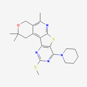 4,4,8-trimethyl-15-methylsulfanyl-13-piperidin-1-yl-5-oxa-11-thia-9,14,16-triazatetracyclo[8.7.0.02,7.012,17]heptadeca-1,7,9,12(17),13,15-hexaene