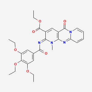 molecular formula C28H30N4O7 B11453527 ethyl 7-methyl-2-oxo-6-(3,4,5-triethoxybenzoyl)imino-1,7,9-triazatricyclo[8.4.0.03,8]tetradeca-3(8),4,9,11,13-pentaene-5-carboxylate 