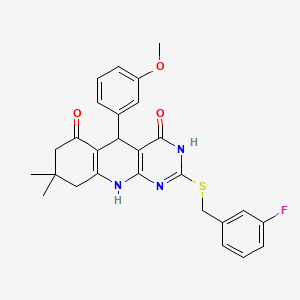 2-[(3-fluorobenzyl)sulfanyl]-5-(3-methoxyphenyl)-8,8-dimethyl-5,8,9,10-tetrahydropyrimido[4,5-b]quinoline-4,6(3H,7H)-dione