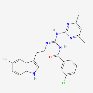 molecular formula C24H22Cl2N6O B11453538 3-Chloro-N-[(E)-{[2-(5-chloro-1H-indol-3-YL)ethyl]amino}[(4,6-dimethylpyrimidin-2-YL)amino]methylidene]benzamide 