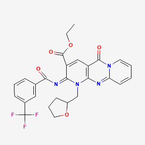 ethyl 2-oxo-7-(oxolan-2-ylmethyl)-6-[3-(trifluoromethyl)benzoyl]imino-1,7,9-triazatricyclo[8.4.0.03,8]tetradeca-3(8),4,9,11,13-pentaene-5-carboxylate