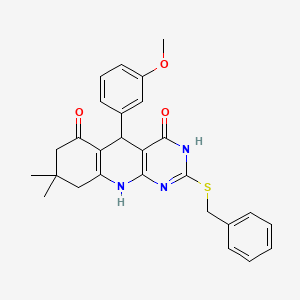 2-(benzylsulfanyl)-5-(3-methoxyphenyl)-8,8-dimethyl-5,8,9,10-tetrahydropyrimido[4,5-b]quinoline-4,6(3H,7H)-dione