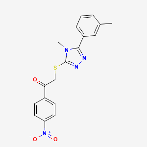 molecular formula C18H16N4O3S B11453605 2-{[4-methyl-5-(3-methylphenyl)-4H-1,2,4-triazol-3-yl]sulfanyl}-1-(4-nitrophenyl)ethanone 