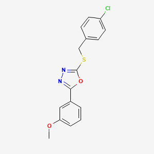 molecular formula C16H13ClN2O2S B11453618 2-[(4-Chlorobenzyl)sulfanyl]-5-(3-methoxyphenyl)-1,3,4-oxadiazole 