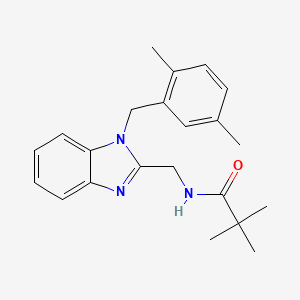 molecular formula C22H27N3O B11453631 N-{[1-(2,5-dimethylbenzyl)-1H-benzimidazol-2-yl]methyl}-2,2-dimethylpropanamide 