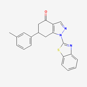 molecular formula C21H17N3OS B11453632 1-(1,3-benzothiazol-2-yl)-6-(3-methylphenyl)-1,5,6,7-tetrahydro-4H-indazol-4-one 