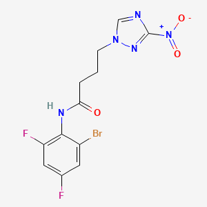 molecular formula C12H10BrF2N5O3 B11453645 N-(2-bromo-4,6-difluorophenyl)-4-(3-nitro-1H-1,2,4-triazol-1-yl)butanamide 