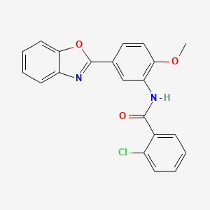 molecular formula C21H15ClN2O3 B11453653 N-[5-(1,3-benzoxazol-2-yl)-2-methoxyphenyl]-2-chlorobenzamide 