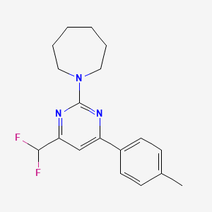 molecular formula C18H21F2N3 B11453678 1-[4-(Difluoromethyl)-6-(4-methylphenyl)pyrimidin-2-yl]azepane 