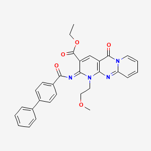 ethyl 7-(2-methoxyethyl)-2-oxo-6-(4-phenylbenzoyl)imino-1,7,9-triazatricyclo[8.4.0.03,8]tetradeca-3(8),4,9,11,13-pentaene-5-carboxylate