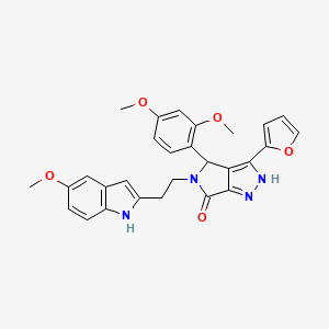 molecular formula C28H26N4O5 B11453715 4-(2,4-dimethoxyphenyl)-3-(furan-2-yl)-5-[2-(5-methoxy-1H-indol-2-yl)ethyl]-4,5-dihydropyrrolo[3,4-c]pyrazol-6(1H)-one 