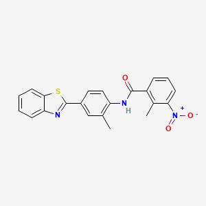 molecular formula C22H17N3O3S B11453752 N-[4-(1,3-benzothiazol-2-yl)-2-methylphenyl]-2-methyl-3-nitrobenzamide 