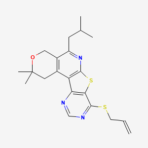 molecular formula C21H25N3OS2 B11453786 4,4-dimethyl-8-(2-methylpropyl)-13-prop-2-enylsulfanyl-5-oxa-11-thia-9,14,16-triazatetracyclo[8.7.0.02,7.012,17]heptadeca-1(10),2(7),8,12(17),13,15-hexaene 