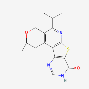 molecular formula C17H19N3O2S B11453792 4,4-Dimethyl-8-propan-2-yl-5-oxa-11-thia-9,14,16-triazatetracyclo[8.7.0.02,7.012,17]heptadeca-1(10),2(7),8,12(17),15-pentaen-13-one 