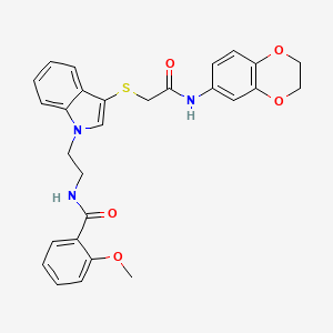 N-{2-[3-({[(2,3-Dihydro-1,4-benzodioxin-6-YL)carbamoyl]methyl}sulfanyl)-1H-indol-1-YL]ethyl}-2-methoxybenzamide