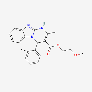 molecular formula C22H23N3O3 B11453812 2-Methoxyethyl 2-methyl-4-(2-methylphenyl)-1,4-dihydropyrimido[1,2-a]benzimidazole-3-carboxylate 