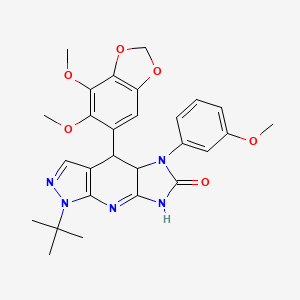 1-(tert-butyl)-4-(6,7-dimethoxy-1,3-benzodioxol-5-yl)-5-(3-methoxyphenyl)-4,4a,5,7-tetrahydroimidazo[4,5-b]pyrazolo[4,3-e]pyridin-6(1H)-one