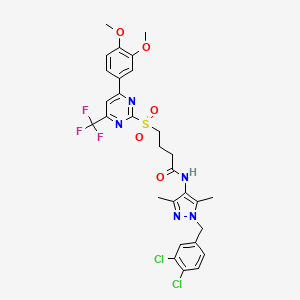 N-[1-(3,4-dichlorobenzyl)-3,5-dimethyl-1H-pyrazol-4-yl]-4-{[4-(3,4-dimethoxyphenyl)-6-(trifluoromethyl)pyrimidin-2-yl]sulfonyl}butanamide