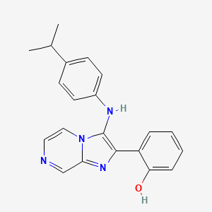 molecular formula C21H20N4O B11453837 2-(3-{[4-(Propan-2-yl)phenyl]amino}imidazo[1,2-a]pyrazin-2-yl)phenol 