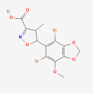 molecular formula C13H11Br2NO6 B11453863 5-(4,6-Dibromo-7-methoxy-1,3-benzodioxol-5-yl)-4-methyl-4,5-dihydro-1,2-oxazole-3-carboxylic acid 