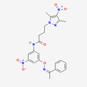 4-(3,5-dimethyl-4-nitro-1H-pyrazol-1-yl)-N-[3-nitro-5-({[(1Z)-1-phenylethylidene]amino}oxy)phenyl]butanamide