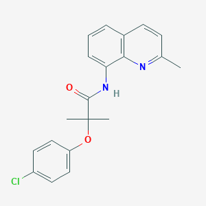 molecular formula C20H19ClN2O2 B11453913 2-(4-chlorophenoxy)-2-methyl-N-(2-methylquinolin-8-yl)propanamide 