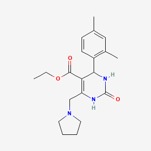 molecular formula C20H27N3O3 B11453922 Ethyl 4-(2,4-dimethylphenyl)-2-oxo-6-(pyrrolidin-1-ylmethyl)-1,2,3,4-tetrahydropyrimidine-5-carboxylate 