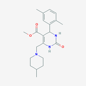 molecular formula C21H29N3O3 B11453927 Methyl 4-(2,5-dimethylphenyl)-6-[(4-methylpiperidin-1-yl)methyl]-2-oxo-1,2,3,4-tetrahydropyrimidine-5-carboxylate 