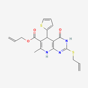 Prop-2-en-1-yl 7-methyl-4-oxo-2-(prop-2-en-1-ylsulfanyl)-5-(thiophen-2-yl)-3,4,5,8-tetrahydropyrido[2,3-d]pyrimidine-6-carboxylate