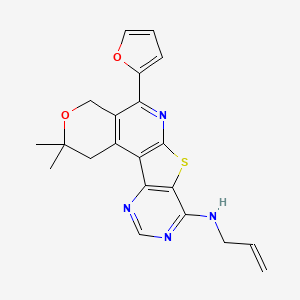 8-(furan-2-yl)-4,4-dimethyl-N-prop-2-enyl-5-oxa-11-thia-9,14,16-triazatetracyclo[8.7.0.02,7.012,17]heptadeca-1(10),2(7),8,12(17),13,15-hexaen-13-amine