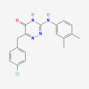 molecular formula C18H17ClN4O B11453975 6-(4-chlorobenzyl)-3-[(3,4-dimethylphenyl)amino]-1,2,4-triazin-5(4H)-one 