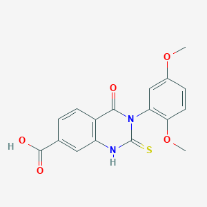 molecular formula C17H14N2O5S B11453980 3-(2,5-Dimethoxyphenyl)-1,2,3,4-tetrahydro-4-oxo-2-thioxo-7-quinazolinecarboxylic acid CAS No. 422271-08-7