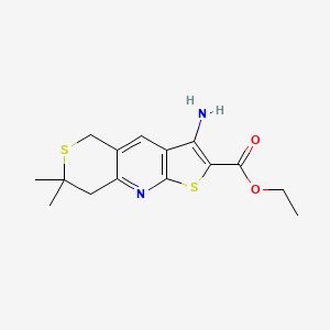 molecular formula C15H18N2O2S2 B11454017 Ethyl 3-amino-7,7-dimethyl-7,8-dihydro-5H-thieno[2,3-b]thiopyrano[3,4-E]pyridine-2-carboxylate 