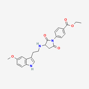 ethyl 4-(3-{[2-(5-methoxy-1H-indol-3-yl)ethyl]amino}-2,5-dioxopyrrolidin-1-yl)benzoate