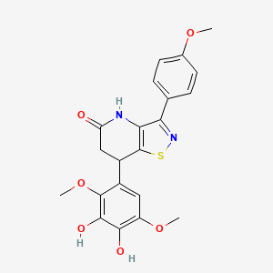 molecular formula C21H20N2O6S B11454094 7-(3,4-dihydroxy-2,5-dimethoxyphenyl)-3-(4-methoxyphenyl)-6,7-dihydro[1,2]thiazolo[4,5-b]pyridin-5(4H)-one 