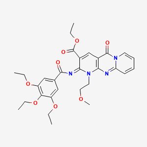 molecular formula C30H34N4O8 B11454129 ethyl 7-(2-methoxyethyl)-2-oxo-6-(3,4,5-triethoxybenzoyl)imino-1,7,9-triazatricyclo[8.4.0.03,8]tetradeca-3(8),4,9,11,13-pentaene-5-carboxylate 