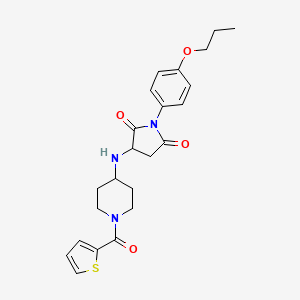 molecular formula C23H27N3O4S B11454141 1-(4-Propoxyphenyl)-3-{[1-(thiophen-2-ylcarbonyl)piperidin-4-yl]amino}pyrrolidine-2,5-dione 