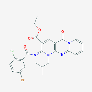 ethyl 6-(5-bromo-2-chlorobenzoyl)imino-7-(2-methylpropyl)-2-oxo-1,7,9-triazatricyclo[8.4.0.03,8]tetradeca-3(8),4,9,11,13-pentaene-5-carboxylate