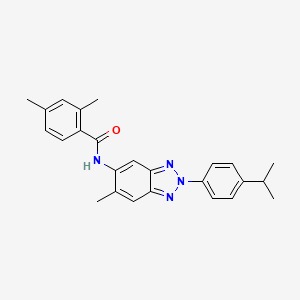 molecular formula C25H26N4O B11454182 2,4-dimethyl-N-{6-methyl-2-[4-(propan-2-yl)phenyl]-2H-benzotriazol-5-yl}benzamide 