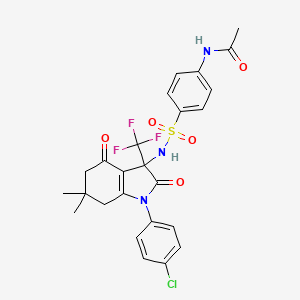 molecular formula C25H23ClF3N3O5S B11454183 N-(4-{[1-(4-chlorophenyl)-6,6-dimethyl-2,4-dioxo-3-(trifluoromethyl)-2,3,4,5,6,7-hexahydro-1H-indol-3-yl]sulfamoyl}phenyl)acetamide 