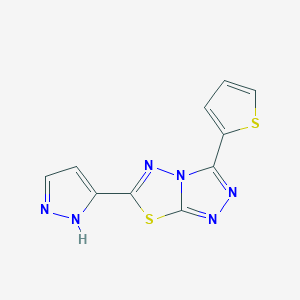 6-(1H-pyrazol-5-yl)-3-(thiophen-2-yl)[1,2,4]triazolo[3,4-b][1,3,4]thiadiazole