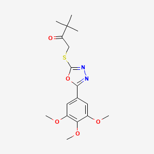 3,3-Dimethyl-1-{[5-(3,4,5-trimethoxyphenyl)-1,3,4-oxadiazol-2-yl]sulfanyl}butan-2-one